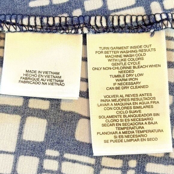 Jones Studio NY Sleeveless Blouse (1X), Drape Cowl Neck, White w/Blue Print NWOT - Picture 10 of 11